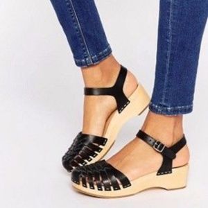 Swedish Hasbeens Snake Debutante Clog Sandals